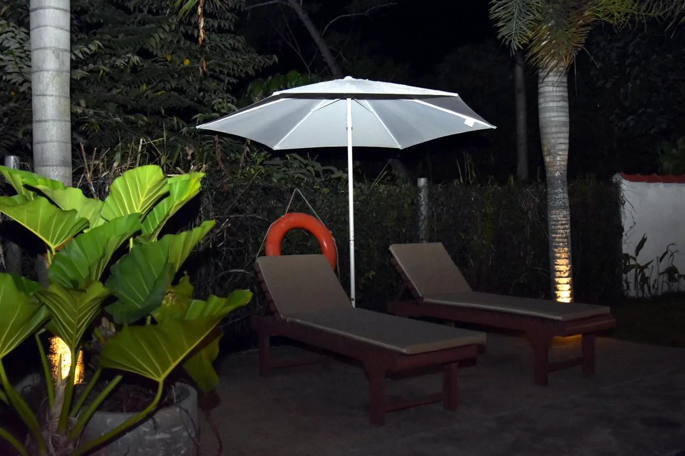 Pearl of Mangrove poolside lounge at night